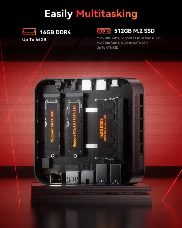 NiPoGi Pinova Series E3B ΑΜD Ryzen 5 7430U Mini PC, 16GB RAM/512GB