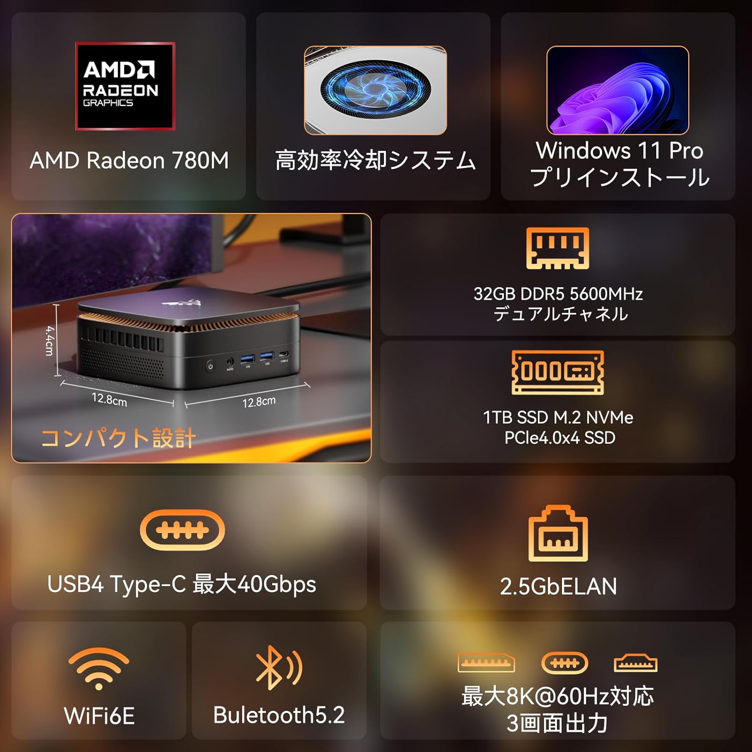 NiPoGi AMD Ryzen 9 8945HS Mini PC 96GB DDR5 4TB SSD WiFi 7 – Nipogi