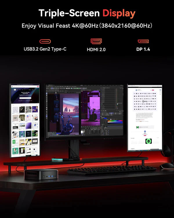 NiPoGi Pinova Series E3B ΑΜD Ryzen 5 7430U Mini PC, 16GB RAM/512GB